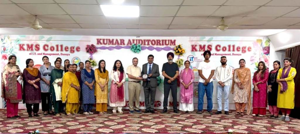Renowned educationist and social worker Sanjeev Kumar delivers an extension lecture on the topic Human Rights in Indian Perspective at KMS College Dasuha